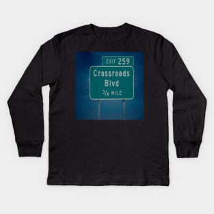 Crossroads Blvd road sign Kids Long Sleeve T-Shirt